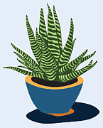 Zebra plant in blue seamless pattern Digital Art by Johanna Virtanen