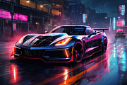 ZR1 in the Rain-Kissed Night Painting by Lourry Legarde ZR1 in the Rain-Kissed Night Painting by Lourry Legarde