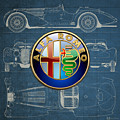 Alfa Romeo 3 D Badge over 1938 Alfa Romeo 8 C 2900 B Vintage Blueprint Photograph by Serge Averbukh Alfa Romeo 3 D Badge over 1938 Alfa Romeo 8 C 2900 B Vintage Blueprint Photograph by Serge Averbukh