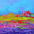 Field Of Flowers Modern Abstract Landscape Painting - Palette Knife Work Painting by Patricia Awapara