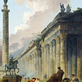 Imaginary View of Rome with Equestrian Statue of Marcus Aurelius, the Column of Trajan and a Temple Painting by Hubert Robert Imaginary View of Rome with Equestrian Statue of Marcus Aurelius, the Column of Trajan and a Temple Painting by Hubert Robert