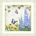 Le Petit Jardin 1 - Garden Floral w Butterflies, Dragonflies, Daisies and Delphinium Painting by Audrey Jeanne Roberts Le Petit Jardin 1 - Garden Floral w Butterflies, Dragonflies, Daisies and Delphinium Painting by Audrey Jeanne Roberts