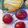 Lemon and Cherries 3 Painting by Maria Hunt Lemon and Cherries 3 Painting by Maria Hunt
