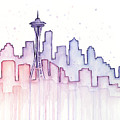 Seattle Skyline Watercolor Painting by Olga Shvartsur Seattle Skyline Watercolor Painting by Olga Shvartsur