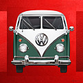 Volkswagen Type 2 - Green and White Volkswagen T 1 Samba Bus over Red Canvas Photograph by Serge Averbukh Volkswagen Type 2 - Green and White Volkswagen T 1 Samba Bus over Red Canvas Photograph by Serge Averbukh