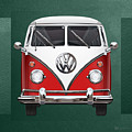 Volkswagen Type 2 - Red and White Volkswagen T 1 Samba Bus over Green Canvas Photograph by Serge Averbukh Volkswagen Type 2 - Red and White Volkswagen T 1 Samba Bus over Green Canvas Photograph by Serge Averbukh