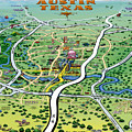 Austin Texas Cartoon Map Digital Art by Kevin Middleton Austin Texas Cartoon Map Digital Art by Kevin Middleton