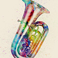 Tuba Abstract Watercolor Digital Art by Michael Tompsett Tuba Abstract Watercolor Digital Art by Michael Tompsett