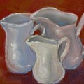 3 White Cream Pitchers Pastel by Barbara O'Toole 3 White Cream Pitchers Pastel by Barbara O'Toole