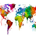 Watercolor Map of the World Map Digital Art by Michael Tompsett Watercolor Map of the World Map Digital Art by Michael Tompsett