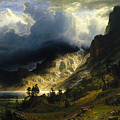A Storm in the Rocky Mountains Painting by Albert Bierstadt A Storm in the Rocky Mountains Painting by Albert Bierstadt