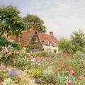 A Cottage Garden Painting by Henry Sutton Palmer A Cottage Garden Painting by Henry Sutton Palmer