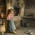 A girl with kittens Painting by MotionAge Designs A girl with kittens Painting by MotionAge Designs