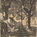 A Man Reading in a Garden Painting by MotionAge Designs A Man Reading in a Garden Painting by MotionAge Designs