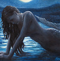 A mermaid in the moonlight - love is mystery Painting by Marco Busoni A mermaid in the moonlight - love is mystery Painting by Marco Busoni