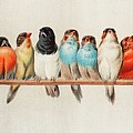 A Perch of Birds, 1880 Painting by Vincent Monozlay A Perch of Birds, 1880 Painting by Vincent Monozlay