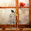 A rose in a glass jar on a rainy day Painting by Christopher Shellhammer A rose in a glass jar on a rainy day Painting by Christopher Shellhammer