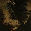 A Waterfall, Moonlight Painting by Ralph Albert A Waterfall, Moonlight Painting by Ralph Albert