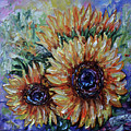 Ah, Sunflower palette knife oil painting Painting by OLena Art Ah, Sunflower palette knife oil painting Painting by OLena Art