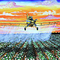 Air Tractor at Sunset Over Cotton Painting by Karl Wagner Air Tractor at Sunset Over Cotton Painting by Karl Wagner