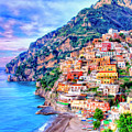 Amalfi Coast at Positano Painting by Dominic Piperata Amalfi Coast at Positano Painting by Dominic Piperata