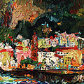 Amalfi Italy Panorama Impressionist Oil Painting Painting by Ginette Callaway
