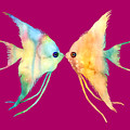 Angelfish Kissing Painting by Hailey E Herrera Angelfish Kissing Painting by Hailey E Herrera