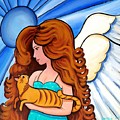 Angels Arms - cat angel portrait Painting by Debbie Criswell Angels Arms - cat angel portrait Painting by Debbie Criswell