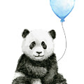 Baby Panda With Blue Balloon Watercolor by Olga Shvartsur Baby Panda With Blue Balloon Watercolor by Olga Shvartsur