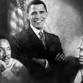Barack Obama Martin Luther King Jr and Malcolm X Pastel by Ylli Haruni Barack Obama Martin Luther King Jr and Malcolm X Pastel by Ylli Haruni