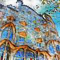 Barcelona, Casa Batllo, Watercolor - 01 Painting by AM FineArtPrints Barcelona, Casa Batllo, Watercolor - 01 Painting by AM FineArtPrints