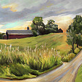Barn on the Ridge in West Newbury Vermont Painting by Nancy Griswold
