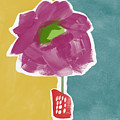 Big Purple Flower in A Small Vase- Art by Linda Woods Painting by Linda Woods Big Purple Flower in A Small Vase- Art by Linda Woods Painting by Linda Woods