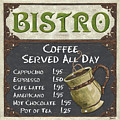 Bistro Chalkboard Painting by Debbie DeWitt Bistro Chalkboard Painting by Debbie DeWitt
