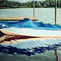 Blue Boat Painting by Christopher Shellhammer Blue Boat Painting by Christopher Shellhammer
