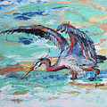 Blue Heron Hunting Painting by Jyotika Shroff Blue Heron Hunting Painting by Jyotika Shroff