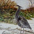 Blue Heron Painting by Sher Nasser Blue Heron Painting by Sher Nasser