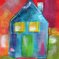 Blue House- Art by Linda Woods Painting by Linda Woods Blue House- Art by Linda Woods Painting by Linda Woods