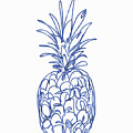Blue Pineapple- Art by Linda Woods Painting by Linda Woods Blue Pineapple- Art by Linda Woods Painting by Linda Woods