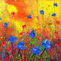 Blue Posies II Painting by Tracy Bonin Blue Posies II Painting by Tracy Bonin