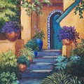 Blue Tile Steps Painting by Candy Mayer Blue Tile Steps Painting by Candy Mayer