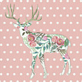 BOHO Deer Silhouette Rose Floral Polka Dot Painting by Audrey Jeanne Roberts BOHO Deer Silhouette Rose Floral Polka Dot Painting by Audrey Jeanne Roberts
