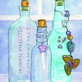 Bottles with Barnacles Painting by Midge Pippel Bottles with Barnacles Painting by Midge Pippel