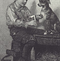 Boy Mends Dog's Leg by British School Boy Mends Dog's Leg by British School