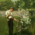 Boy with a Grass Rake Painting by Henry Scott Tuke Boy with a Grass Rake Painting by Henry Scott Tuke