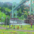 Bubbly Bridge Painting by Karen Ilari Bubbly Bridge Painting by Karen Ilari