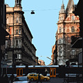 Budapest Poster - Beautiful Avenue with Streetcar by James Dougherty