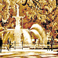 Champagne Twilight Forsyth Park Fountain in Savannah Georgia USA  by Aberjhani