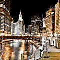 Chicago at Night at Wabash Avenue Bridge Photograph by Paul Velgos Chicago at Night at Wabash Avenue Bridge Photograph by Paul Velgos
