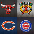 Chicago Sports Fan Recycled Vintage Illinois License Plate Art Bulls Blackhawks Bears and Cubs Mixed Media by Design Turnpike Chicago Sports Fan Recycled Vintage Illinois License Plate Art Bulls Blackhawks Bears and Cubs Mixed Media by Design Turnpike